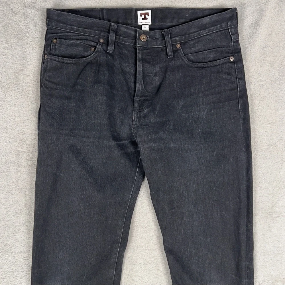 Tellason‎ Elgin Japanese Black Selvedge Jeans Men's 34x34 Slim Tapered 13.5 oz - Picture 2 of 16